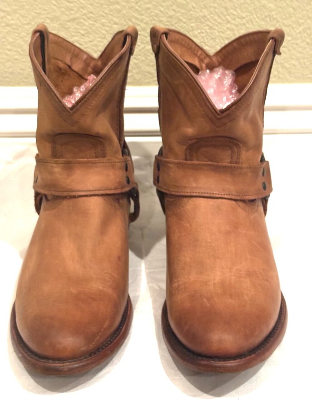 FRYE BROWN LEATHER WESTERN ANKLE BOOTS SIZE: 7.5